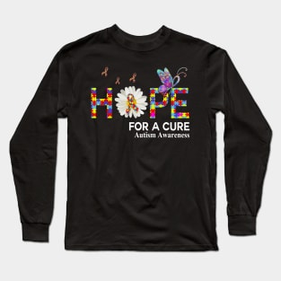 Hope For A Cure Butterfly Flower Autism Long Sleeve T-Shirt